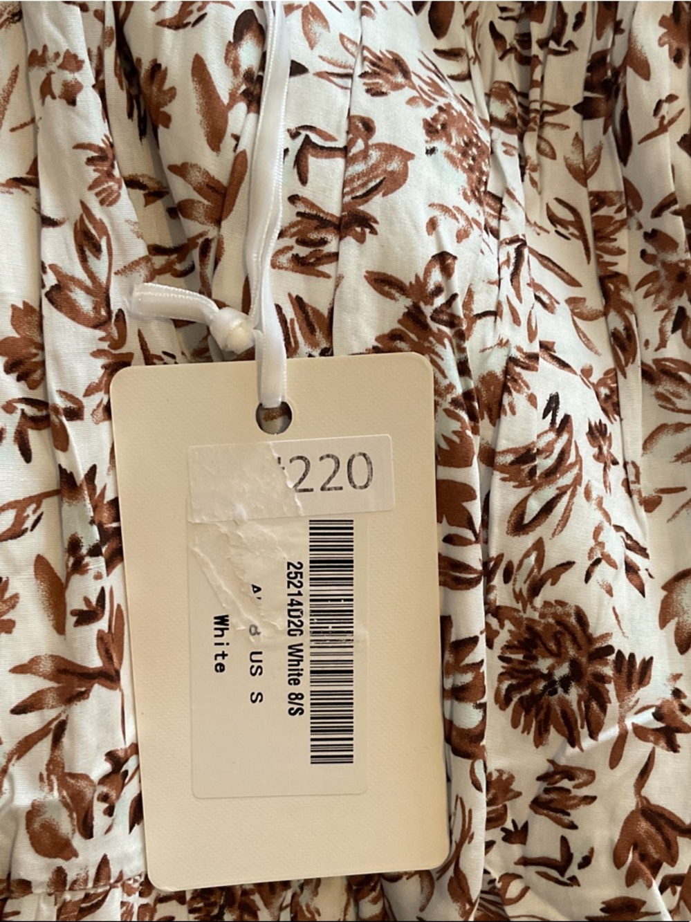 Floral Tie-Shoulder Mini Dress in Cream and Brown - Picture 5 of 6